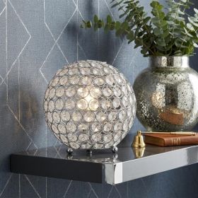 8" Silver Geometric Globe Table Lamp With Globe