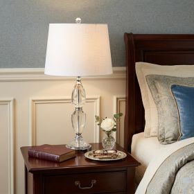 27" Silver Novelty Bedside Lamp With Drum Shade