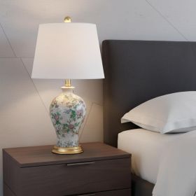 24" Gold And Off White Urn Table Lamp With Empire Shade