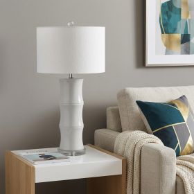27" Clear Table Lamp With Drum Shade