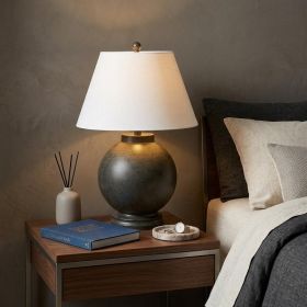 26" Dark Gray Novelty Table Lamp With Drum Shade
