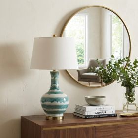 31" Gold Round Table Lamp With Globe Shade