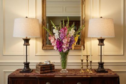 Set of Two 32" Bronze Novelty Table Lamps With Empire Shades