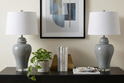 Set of Two 27" Clear Novelty Bedside Lamps With Empire Shades
