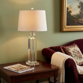 29" Silver And Clear Table Lamp With Empire Shade