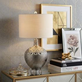 27" Clear Novelty Bedside Lamp With Drum Shade