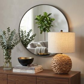 22" Clear Round Table Lamp LED With Drum Shade