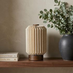 9" Natural Geometric Table Lamp With Cylinder Shade