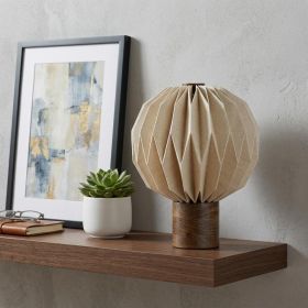 11" Natural Geometric Bedside Lamp With Globe Shade