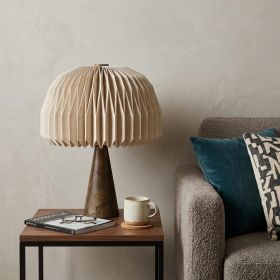 16" Natural Geometric Table Lamp With Dome Shade