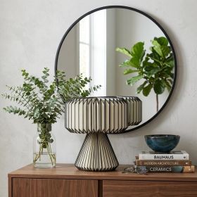 13" Clear Geometric Table Lamp With Cylinder Shade