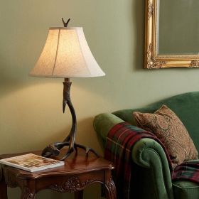 28" Black Antlers Table Lamp With Bell Shade