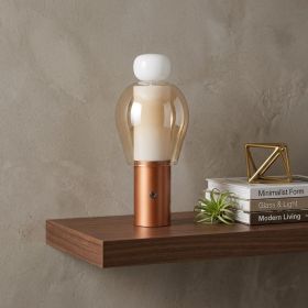 11" Copper Globe USB Table Lamp With Shade