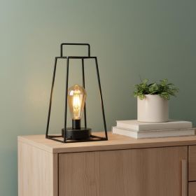 12" Black Geometric Novelty Lantern With Novelty Shade