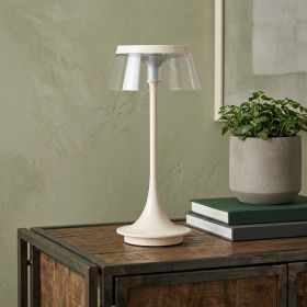 11" White Geometric Modern Industrial Battery Operated Desk Lamp