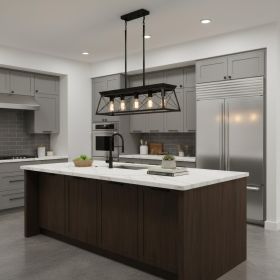 Black Metal Five Light Geometric And Kitchen Island Ceiling Light