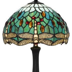 20" Bronze Dragonfly Round Animals Tiffany Lamp With Dome Shade