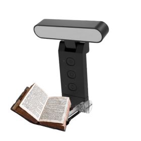 USB Rechargeable Clip Reading Lamp With Folding Bookmark (Color: Black, Type: USB Light)