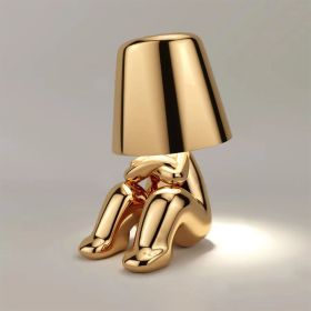 Creative lights for gift; Thinker Lamp Collection; Bedside Touch Control Table Lamp Cordless Led Nightstand Desk Lamp Creative Golden Man with Di (Style: Mr B)