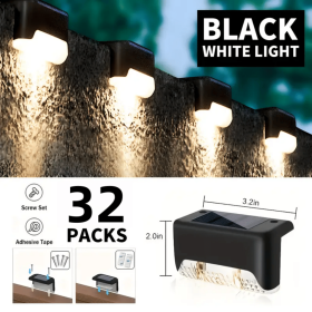 Solar Deck Lights Outdoor 16 Pack, Solar Step Lights Waterproof Led Solar lights for Outdoor Stairs, Step , Fence, Yard, Patio (Color: 32PCS White light)