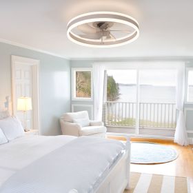 Ceiling Fan with Lights Dimmable LED (Color: White, Material: Iron)