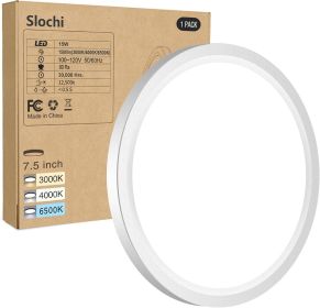 Flush Mount Ceiling Light Fixtures - 3000K-4000K-6500K & 100W Equivalent Flat Led Lights for Room Ceiling (Color: White)