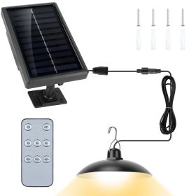 Solar Shed Lights Dimmable Timing Dusk To Dawn Sensor Hanging Lamp IP65 Waterproof Remote Control Pendant Light For Garden Patio (Type: Single Head, Lighting Color: Warm)